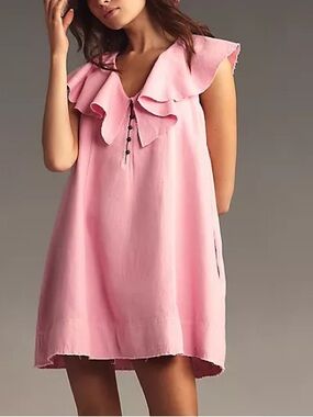 Anthropologie Pilcro V Neck Ruffle Mini Dress Large
